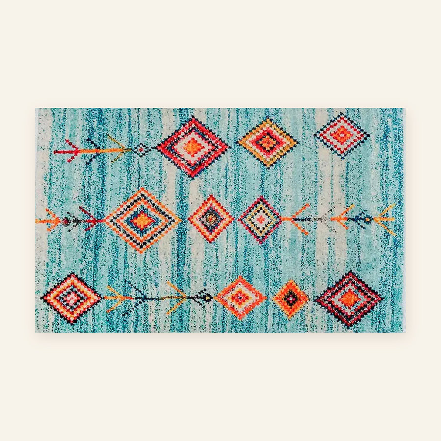 Tapis berbère coloré Numidya, vu à plat