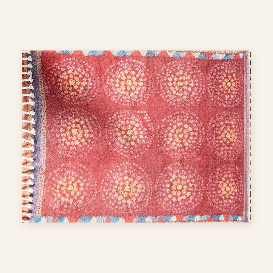 Tapis berbère coloré Dasin, corail, vu à plat