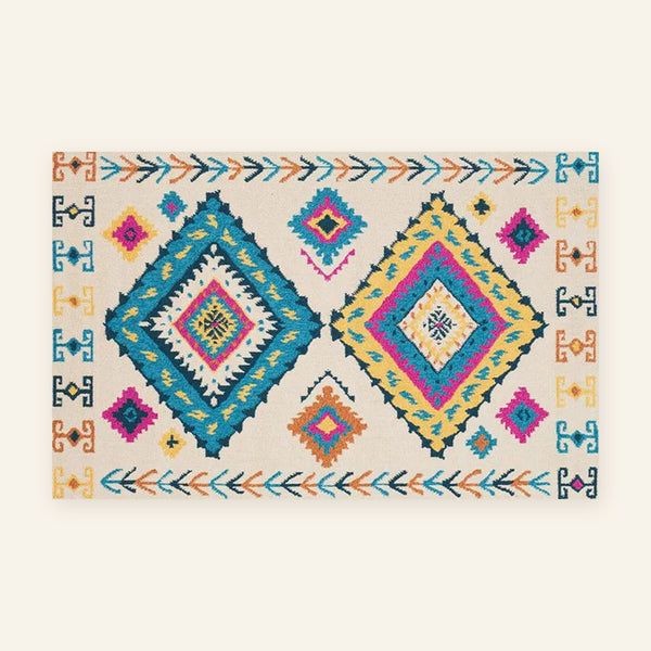 Tapis berbère coloré Ounifa, vu à plat