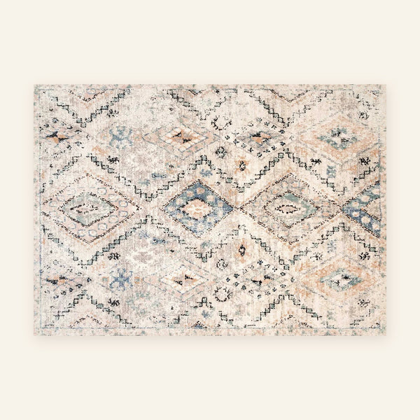 Tapis Beni Ouarain Dihya, écru patiné, vu à plat