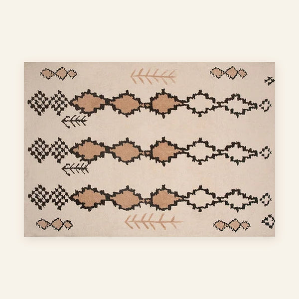 Tapis Beni Ouarain Sifaw, écru et brun, vu à plat
