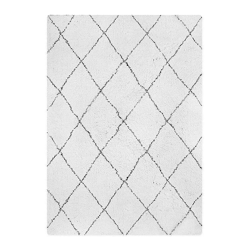 Tapis Beni Ouarain Tamanart, écru, losanges fins, vu de dessus