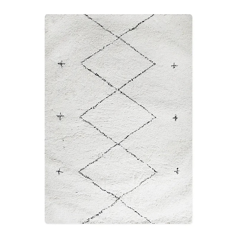 Tapis Beni Ouarain Tifawt, blanc, losanges et croix, vu de dessus