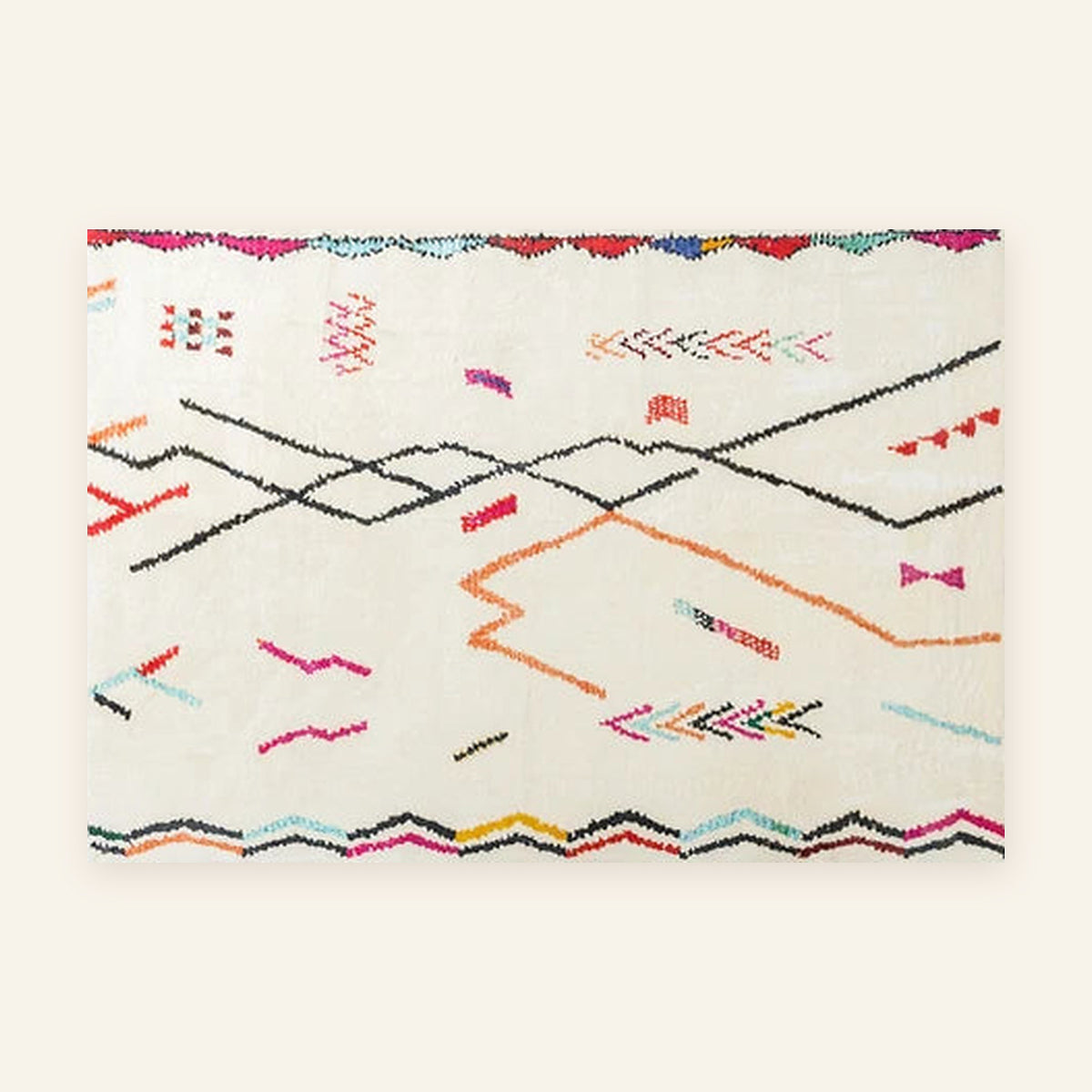 Tapis berbère coloré Tifa, traits libres colorés, vu à plat