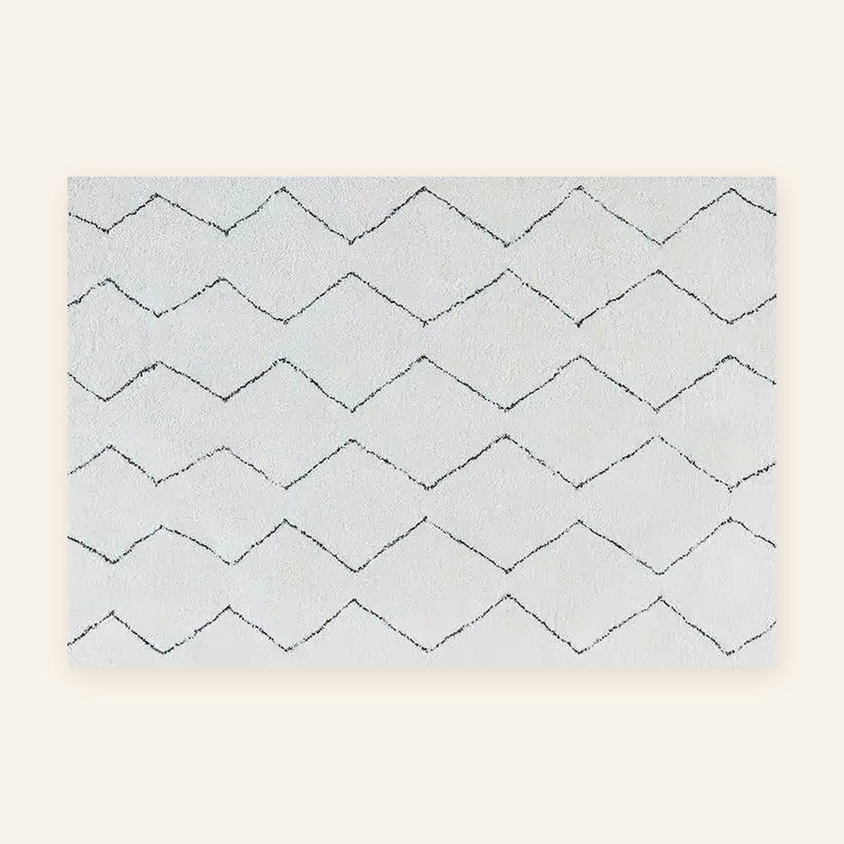 Tapis Beni Ouarain Titrit, écru, grands losanges, vu à plat