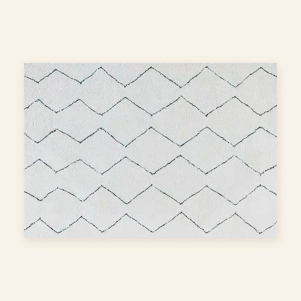 Tapis Beni Ouarain Titrit, écru, grands losanges, vu à plat