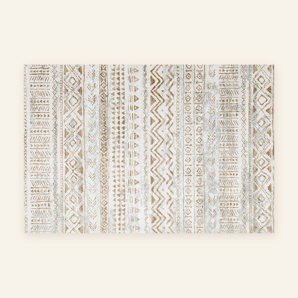 Tapis Beni Ouarain Tasafut, bandes taupe, vu à plat