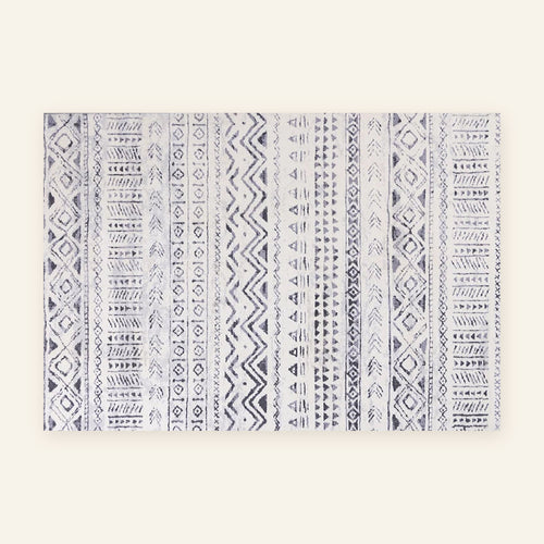 Tapis Beni Ouarain Tazrurt, bandes gris pâle, vu à plat