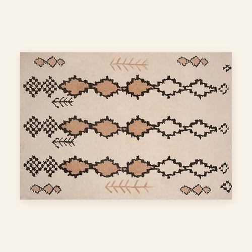Tapis Beni Ouarain Sifaw, écru et brun, vu à plat