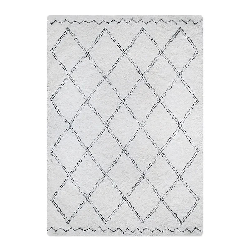 Tapis Beni Ouarain Tilelli, écru et gris, losanges, vu de dessus