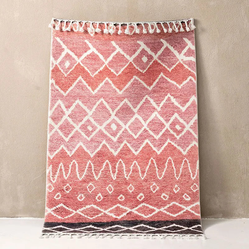 Tapis berbère coloré Itri, rose terracotta, vu de dessus