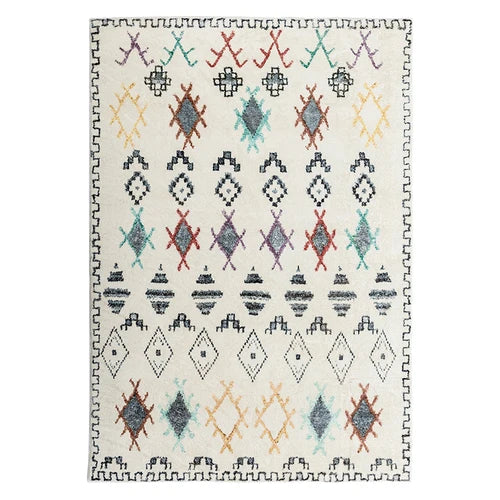 Tapis berbère coloré Taslint, losanges pastel, vu de dessus